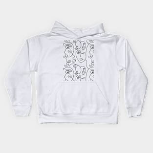 Abstract faces lineart Kids Hoodie